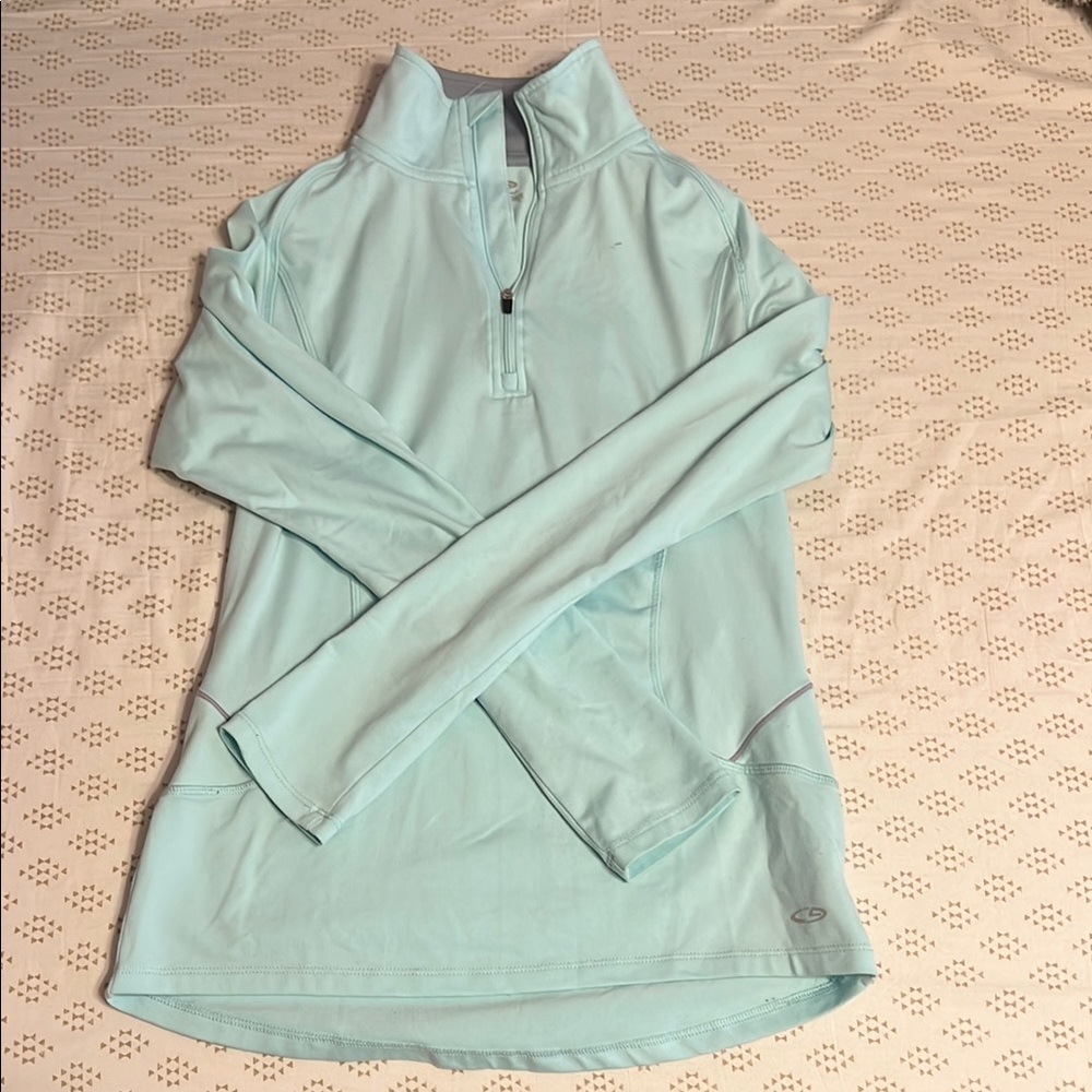 Champion Green Fitted Zippered Polo Sweatshirt